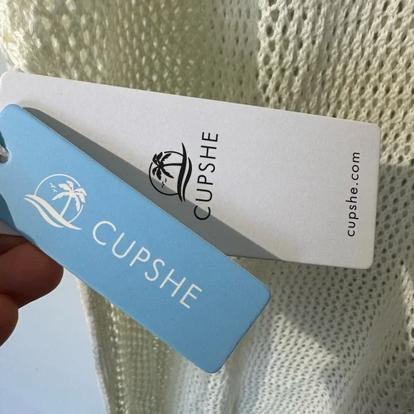 NWT! Cupshe White Crochet V-Neck Beach Cover-Up Dress - Picture 6 of 7